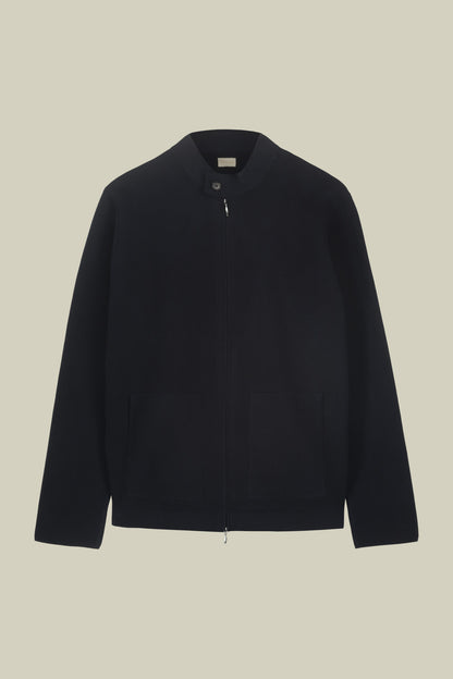 Men's biker jacket in 100% cotton Milano Point knit regular fit