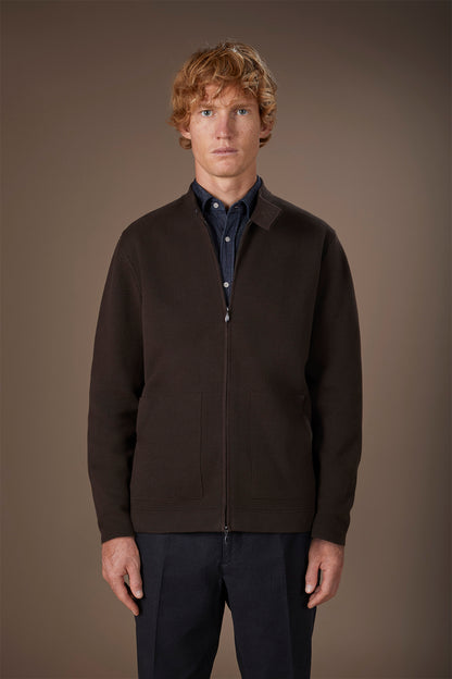 Men's biker jacket in 100% cotton Milano Point knit regular fit