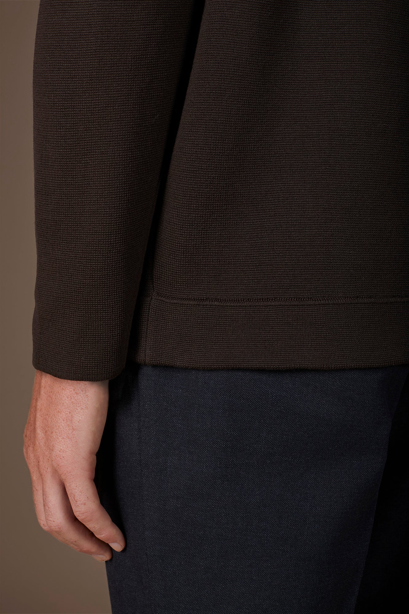 Men's biker jacket in 100% cotton Milano Point knit regular fit