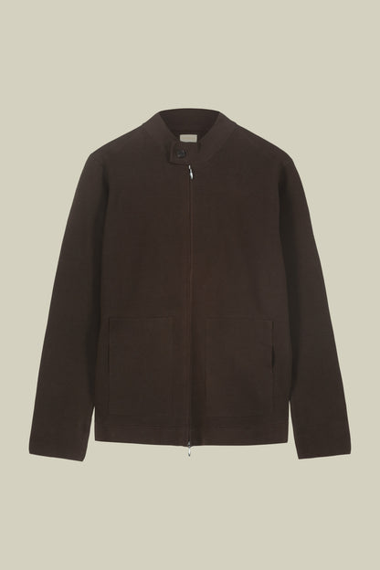 Men's biker jacket in 100% cotton Milano Point knit regular fit