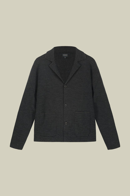 Men's cardigan in wool blend jacquard knit regular fit