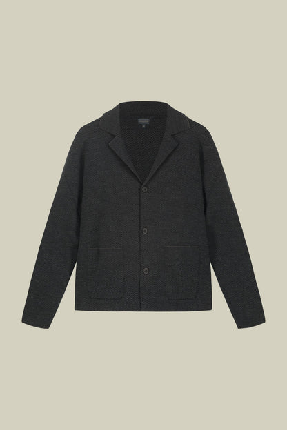 Men's cardigan in wool blend jacquard knit regular fit