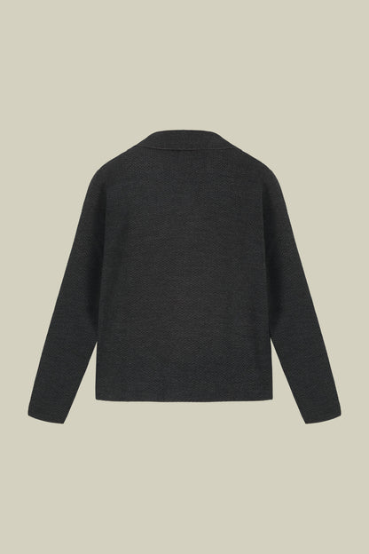 Men's cardigan in wool blend jacquard knit regular fit