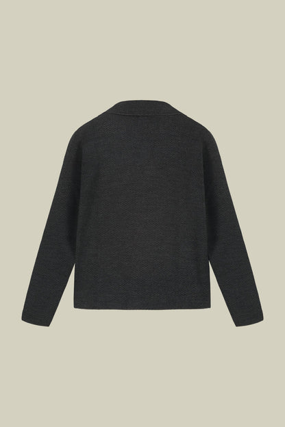 Men's cardigan in wool blend jacquard knit regular fit