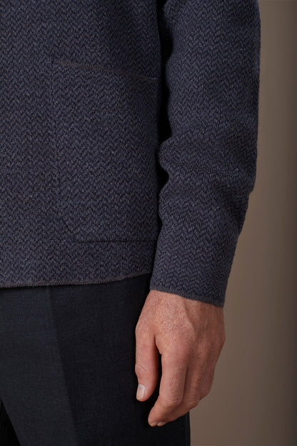 Men's cardigan in wool blend jacquard knit regular fit