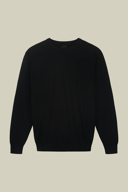 Men's regular fit crew neck jumper in 100% extra fine merino wool