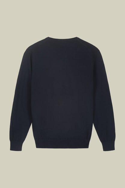 Men's regular fit crew neck jumper in 100% extra fine merino wool