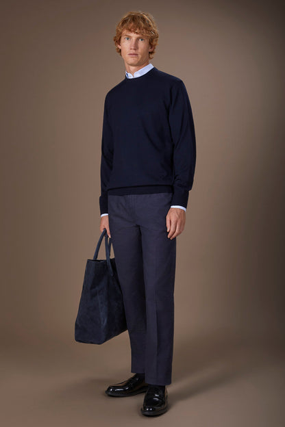 Men's regular fit crew neck jumper in 100% extra fine merino wool