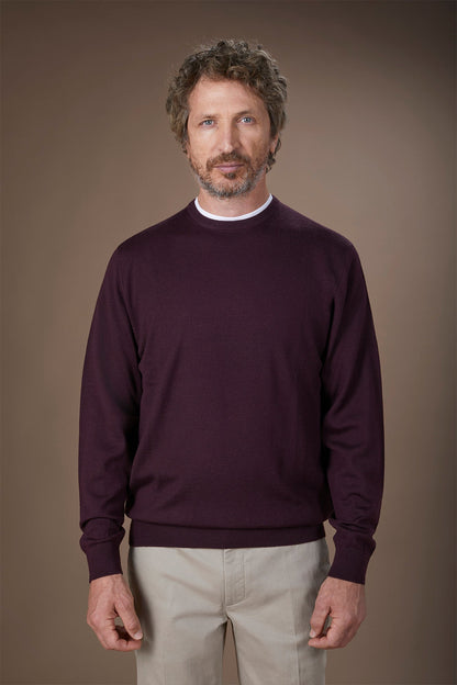 Men's regular fit crew neck jumper in 100% extra fine merino wool