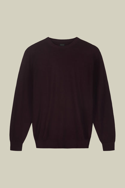 Men's regular fit crew neck jumper in 100% extra fine merino wool