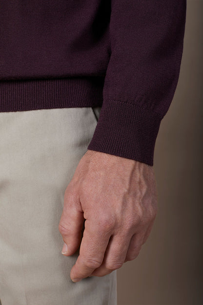 Men's regular fit crew neck jumper in 100% extra fine merino wool