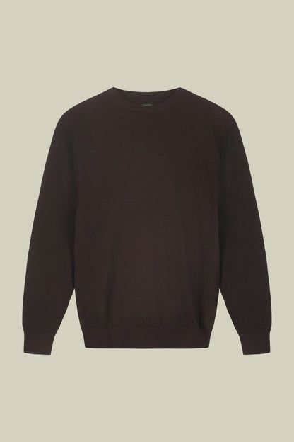 Men's regular fit crew neck jumper in 100% extra fine merino wool
