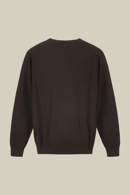 Men's regular fit crew neck jumper in 100% extra fine merino wool
