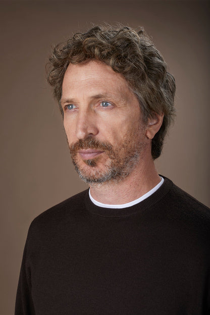 Men's regular fit crew neck jumper in 100% extra fine merino wool