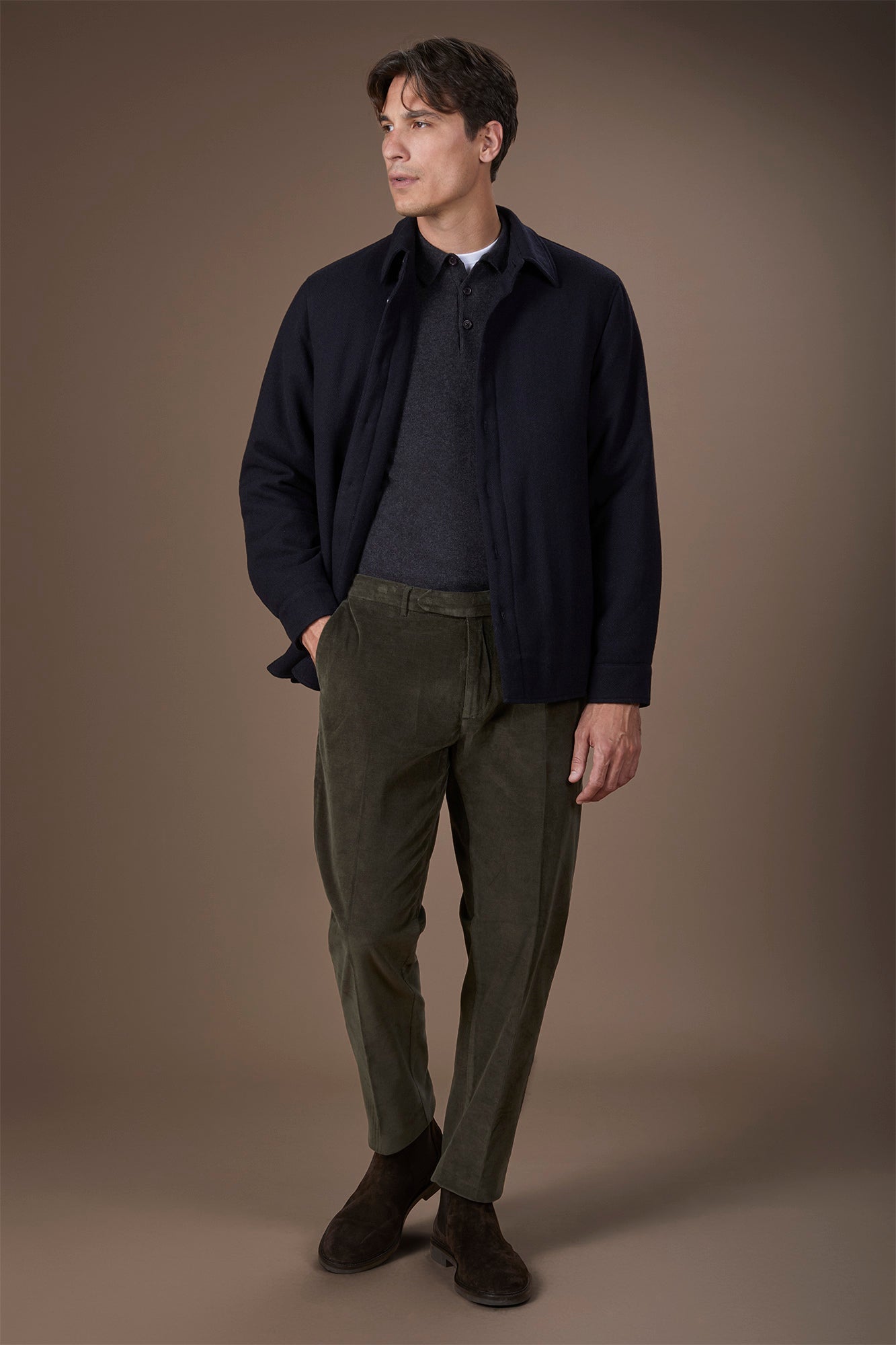 Men's classic trousers in 1000-line velvet regular fit