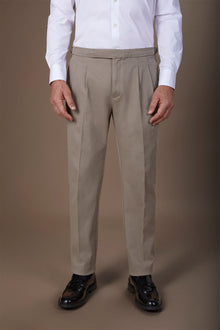 Men's heavy canvas trousers with double pinces and comfort fit
