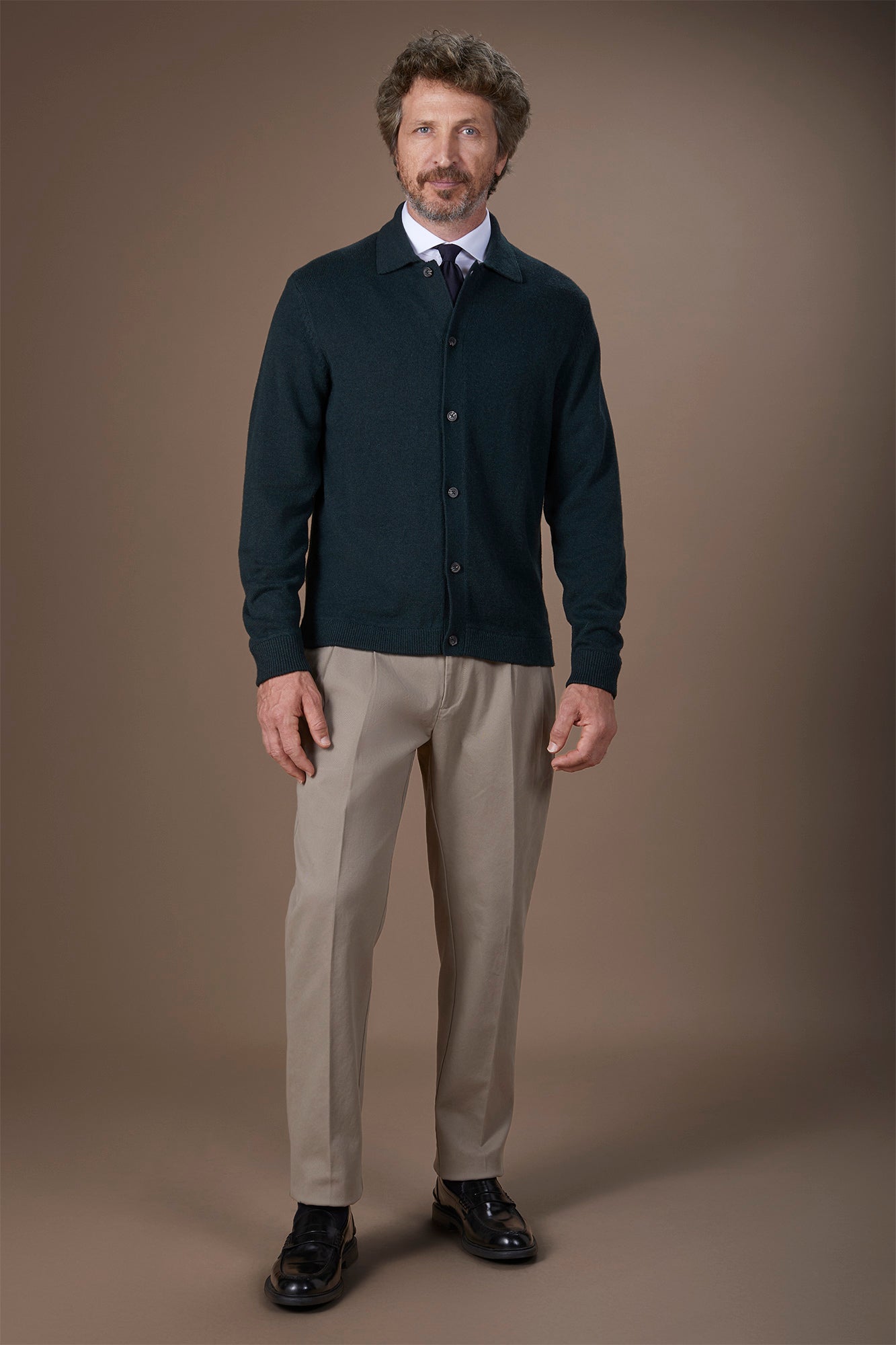 Men's heavy canvas trousers with double pinces and comfort fit