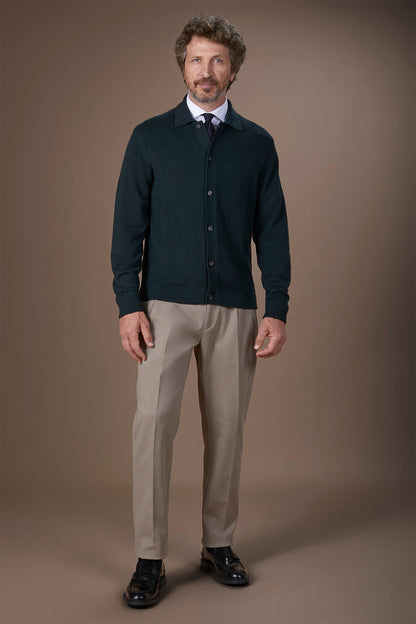 Men's heavy canvas trousers with double pinces and comfort fit