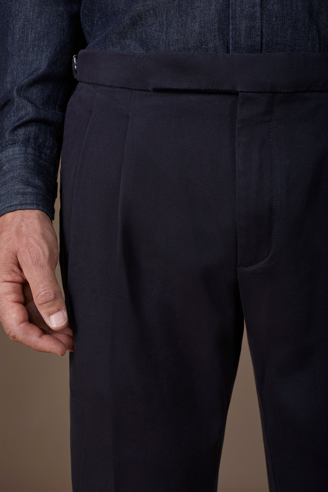 Men's heavy canvas trousers with double pinces and comfort fit