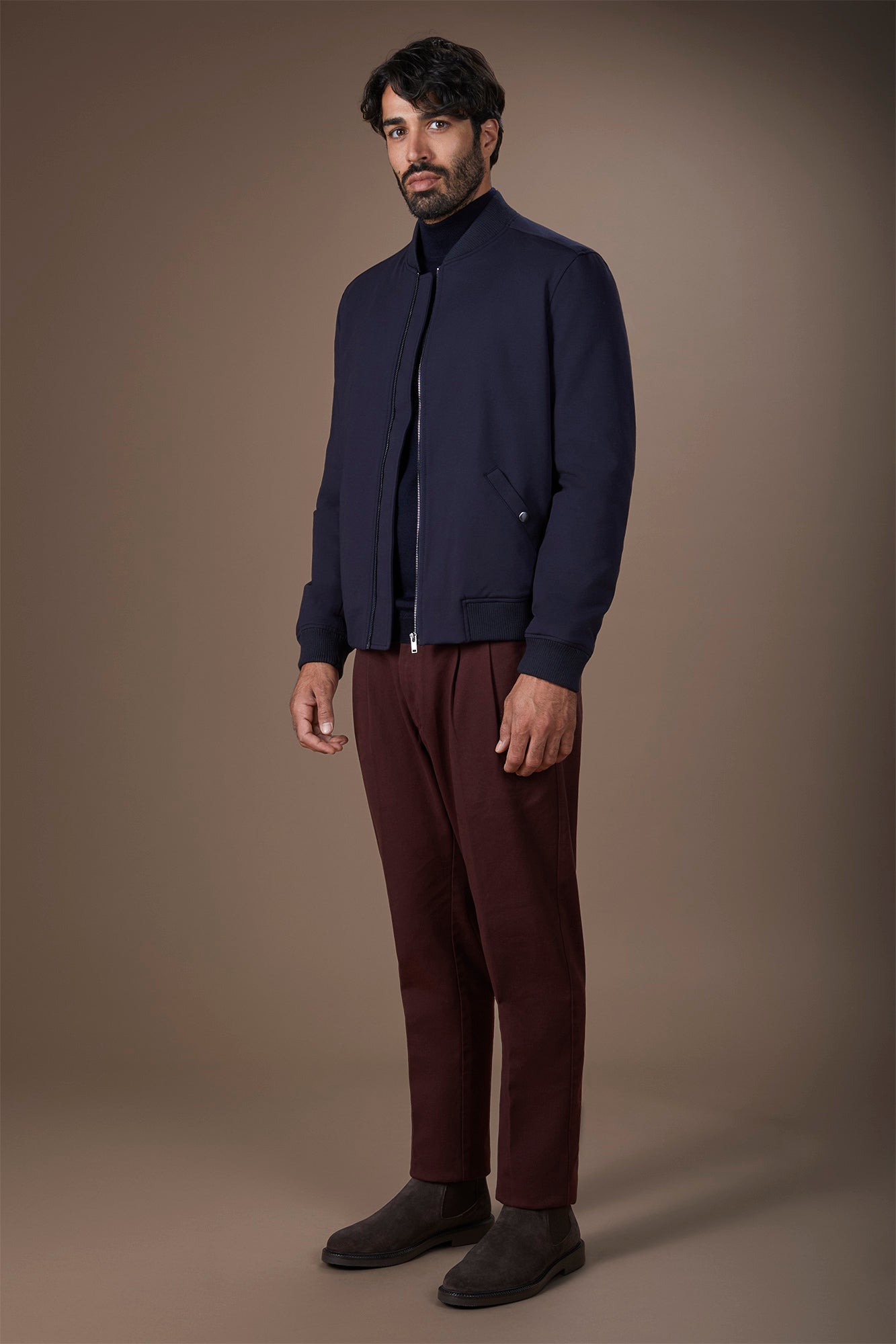Men's heavy canvas trousers with double pinces and comfort fit