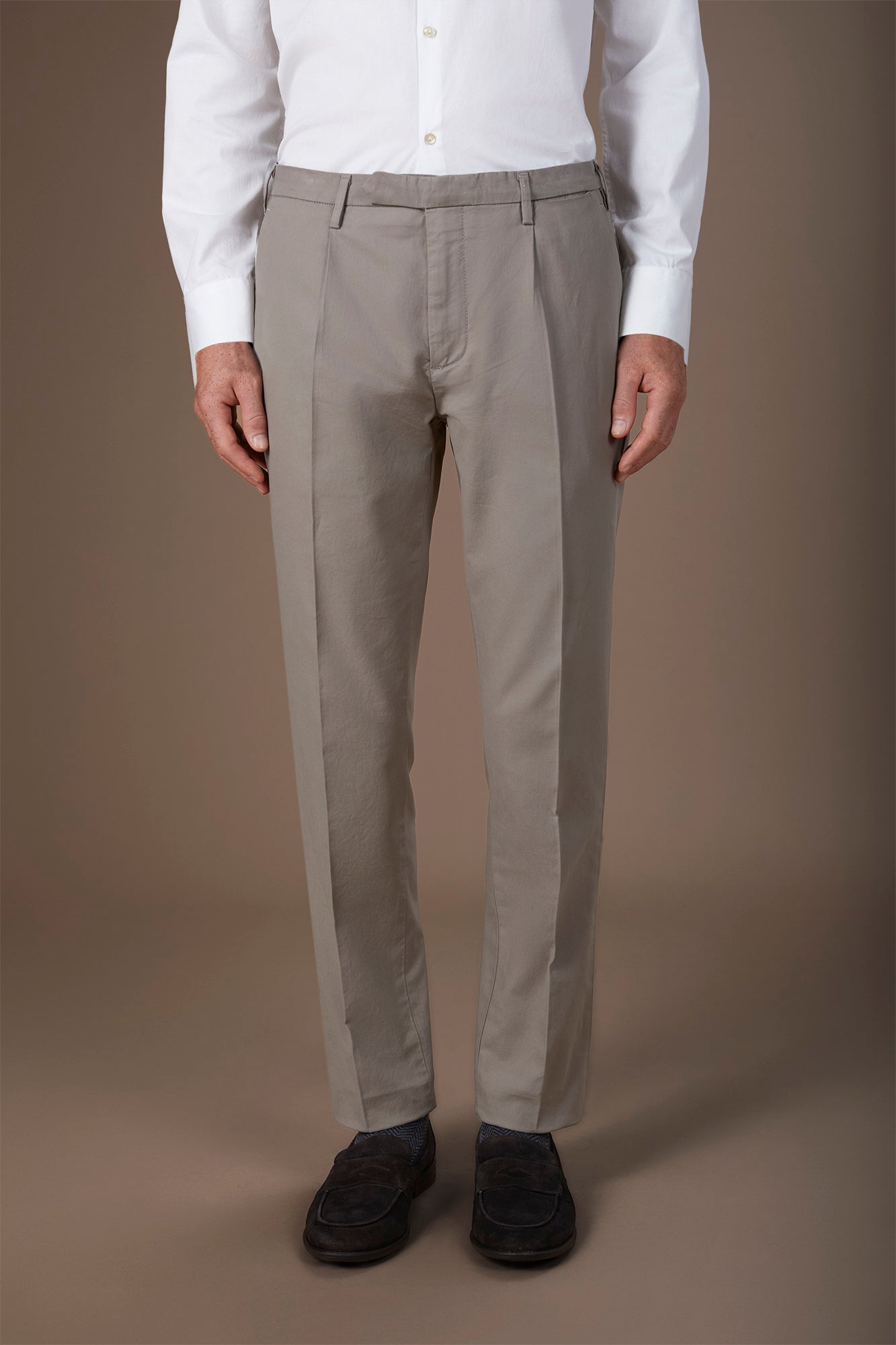 Classic regular fit twill trousers for men