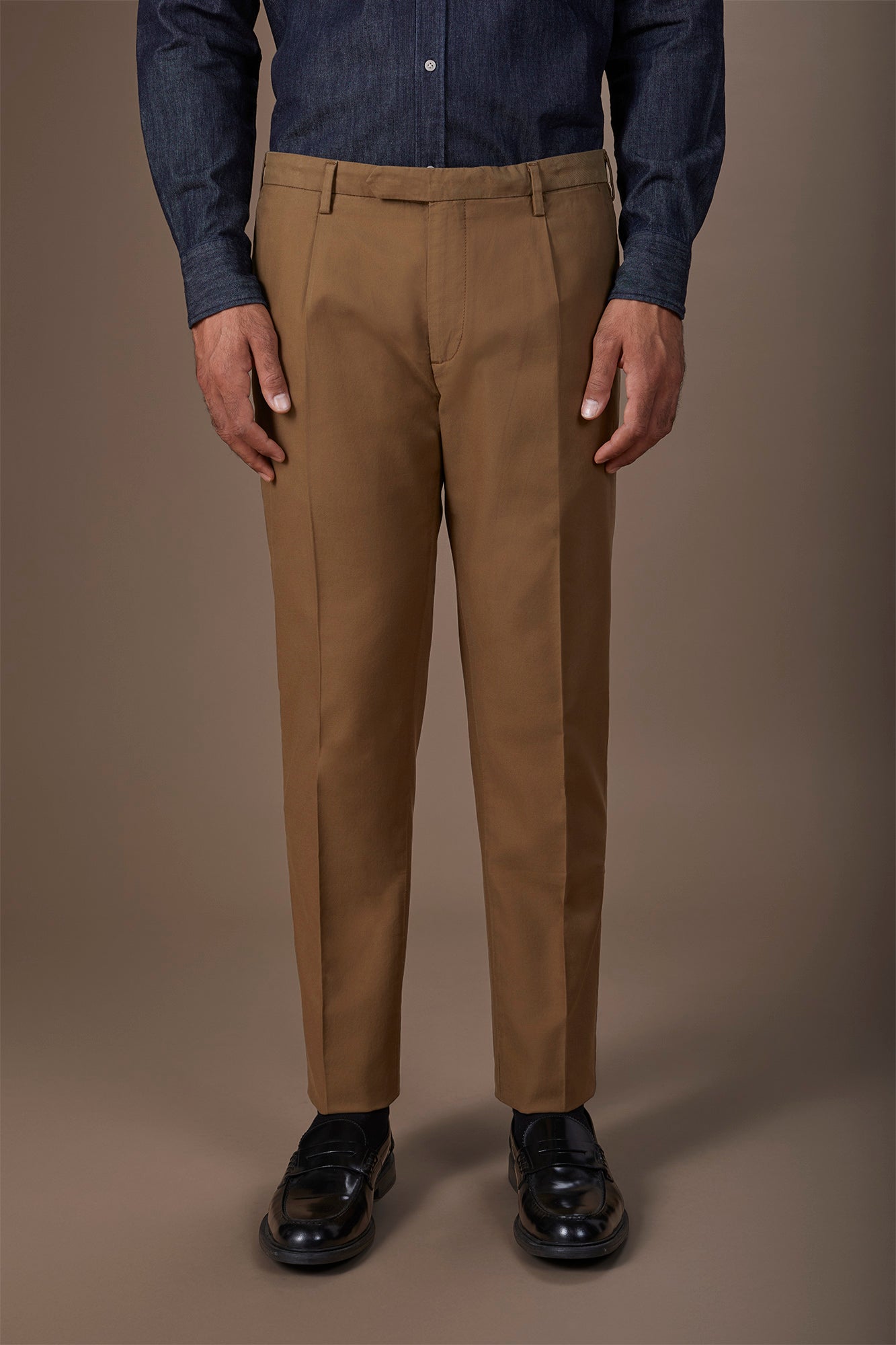 Classic regular fit twill trousers for men