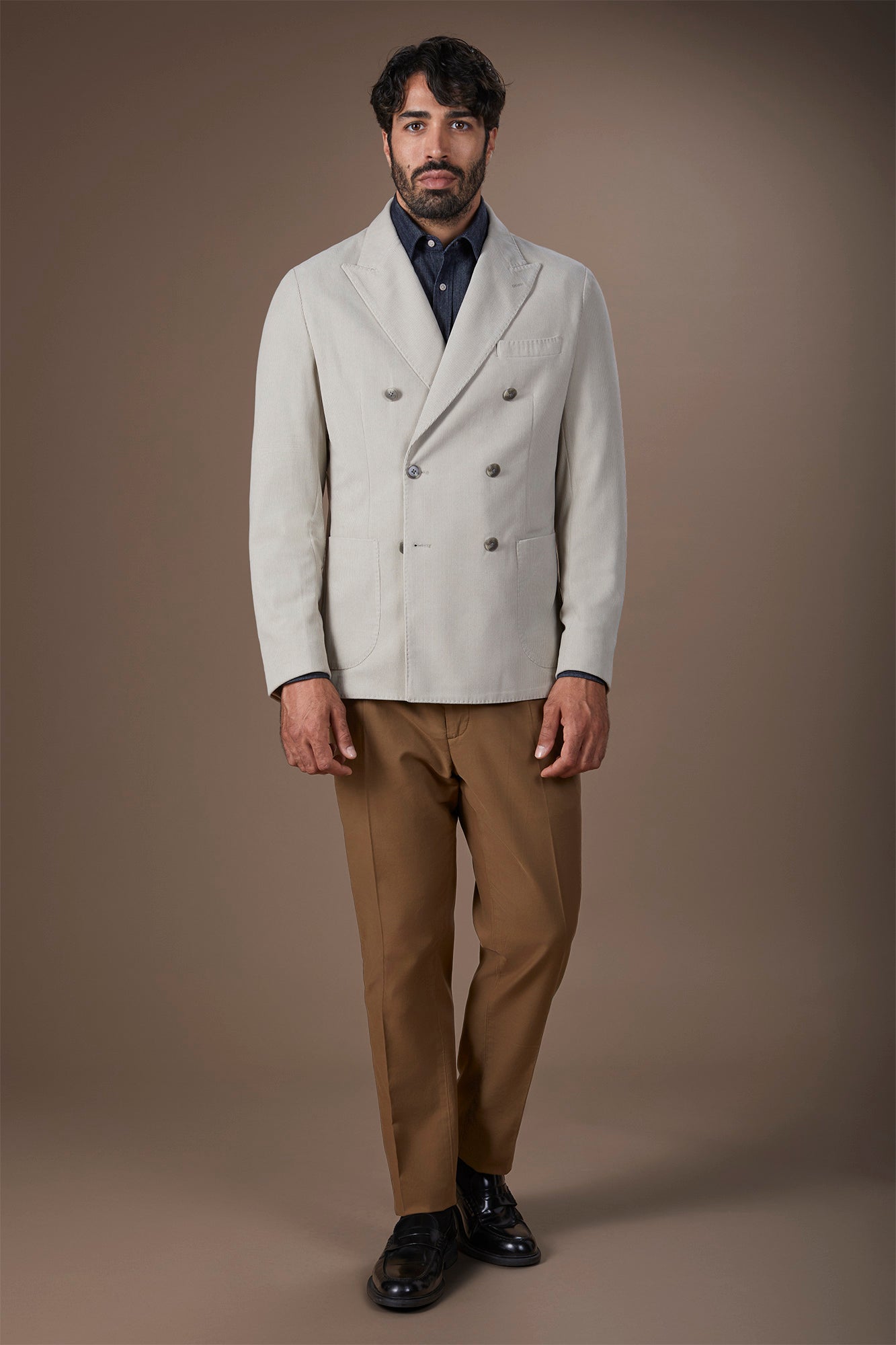 Classic regular fit twill trousers for men