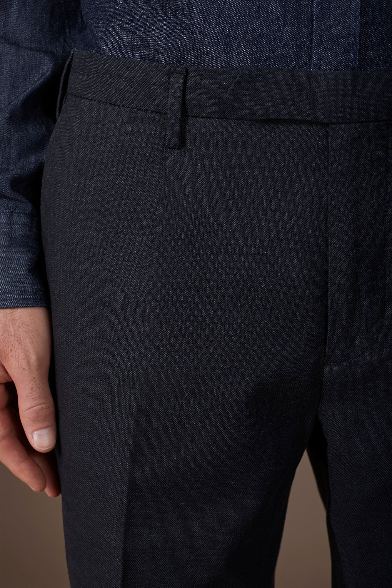 Classic regular fit men's trousers in melange twill