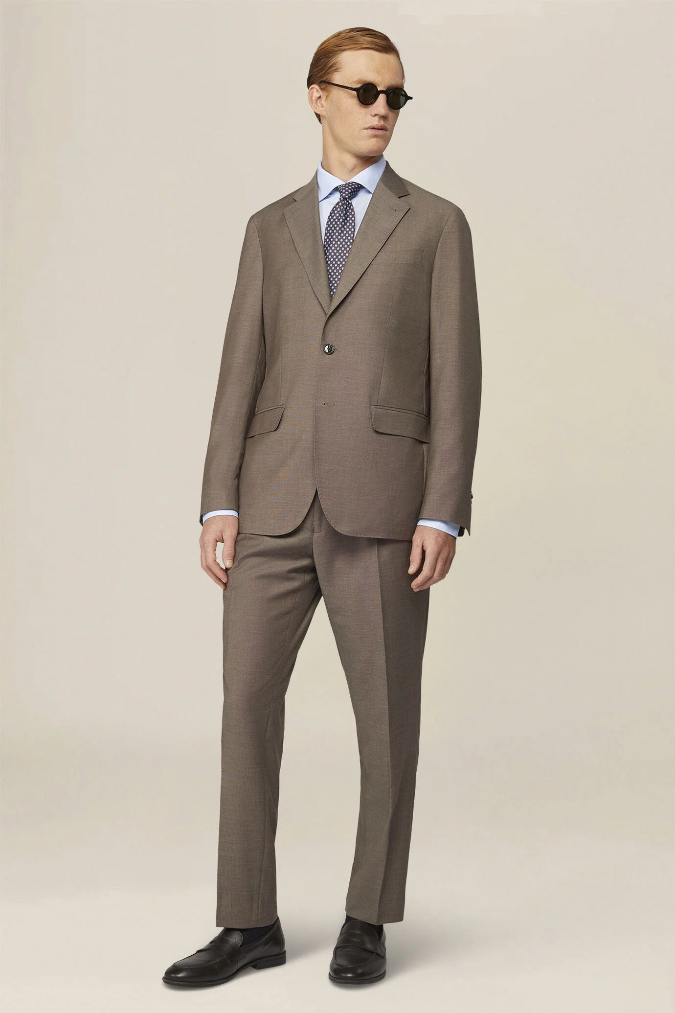 Men's single-breasted regular fit pheasant eye fabric suit
