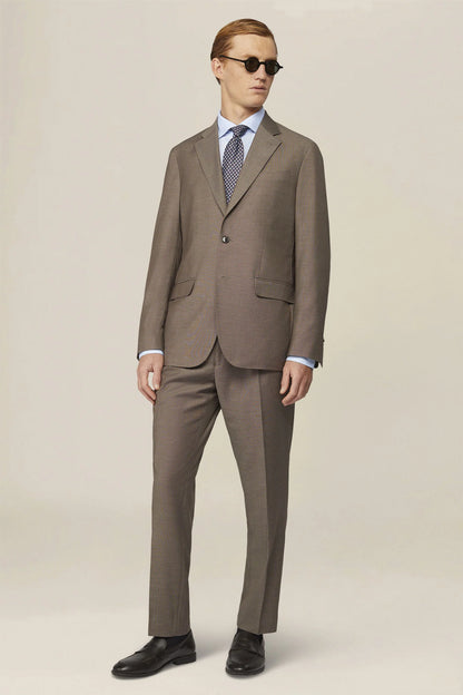 Men's single-breasted regular fit pheasant eye fabric suit
