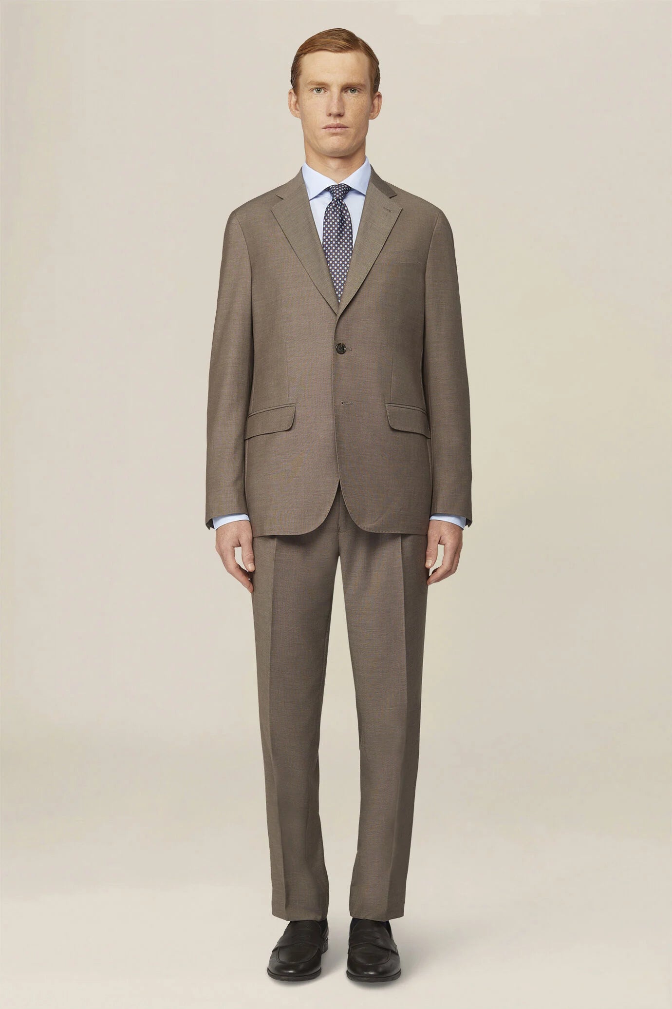 Men's single-breasted regular fit pheasant eye fabric suit