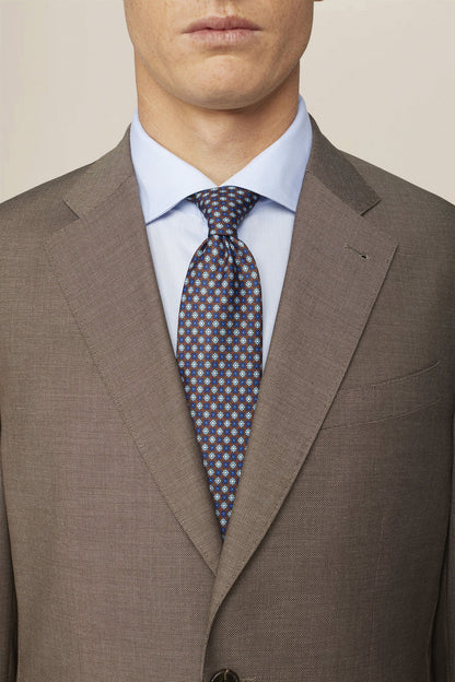 Men's single-breasted regular fit pheasant eye fabric suit