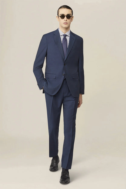 Men's single-breasted regular fit pheasant eye fabric suit