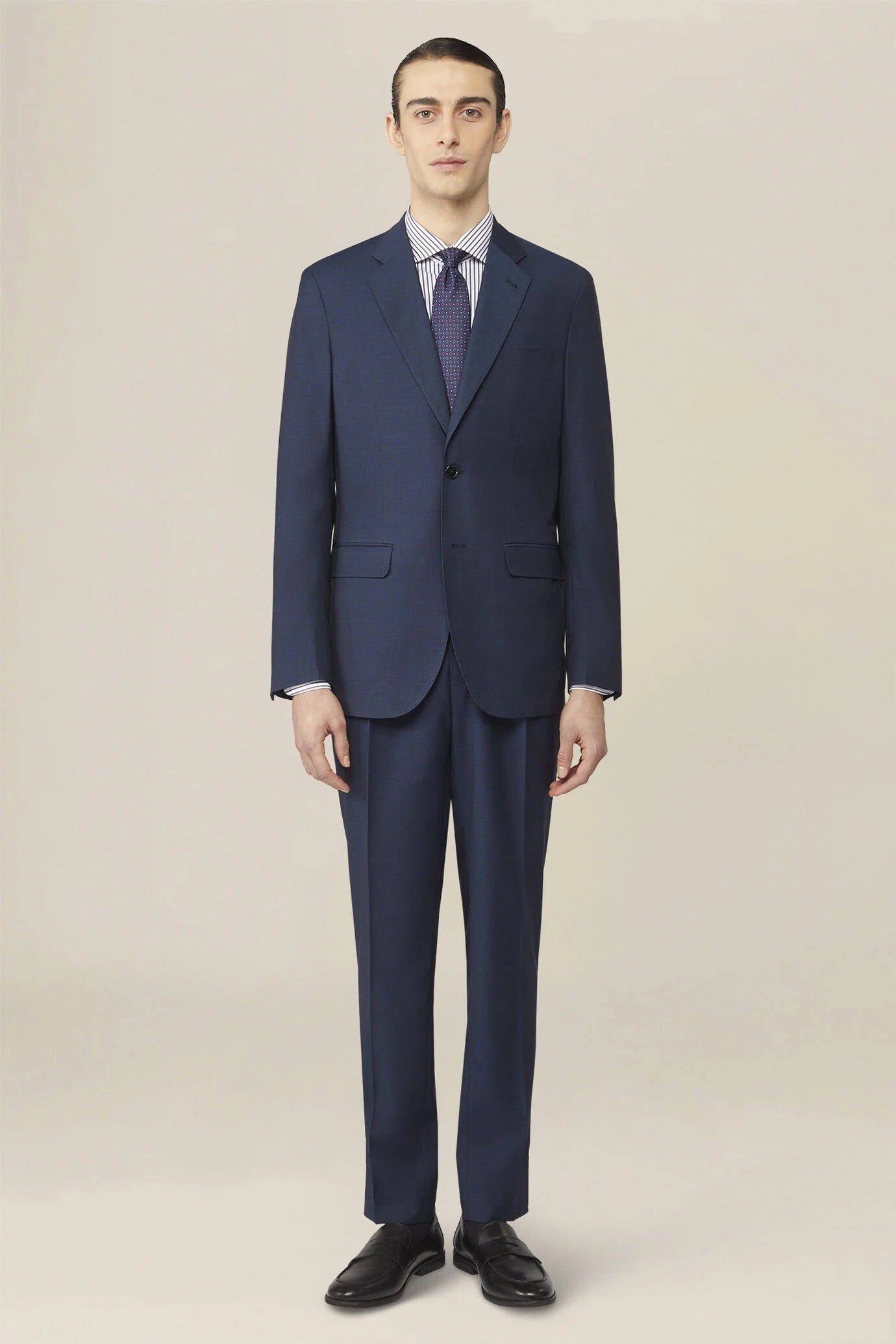 Men's single-breasted regular fit pheasant eye fabric suit