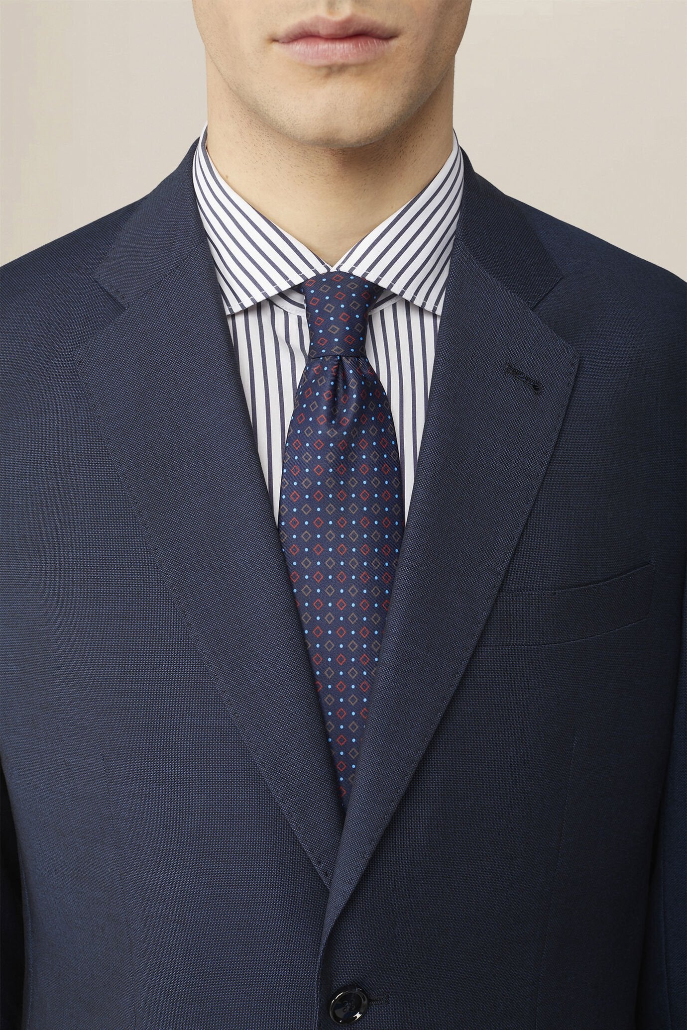 Men's single-breasted regular fit pheasant eye fabric suit