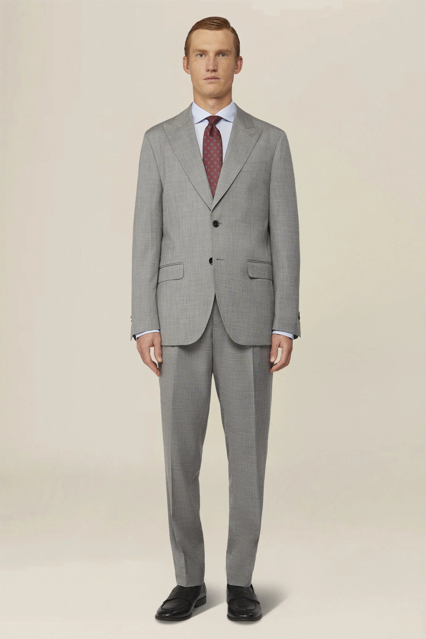 Men's single-breasted suit in grisaille fabric, regular fit
