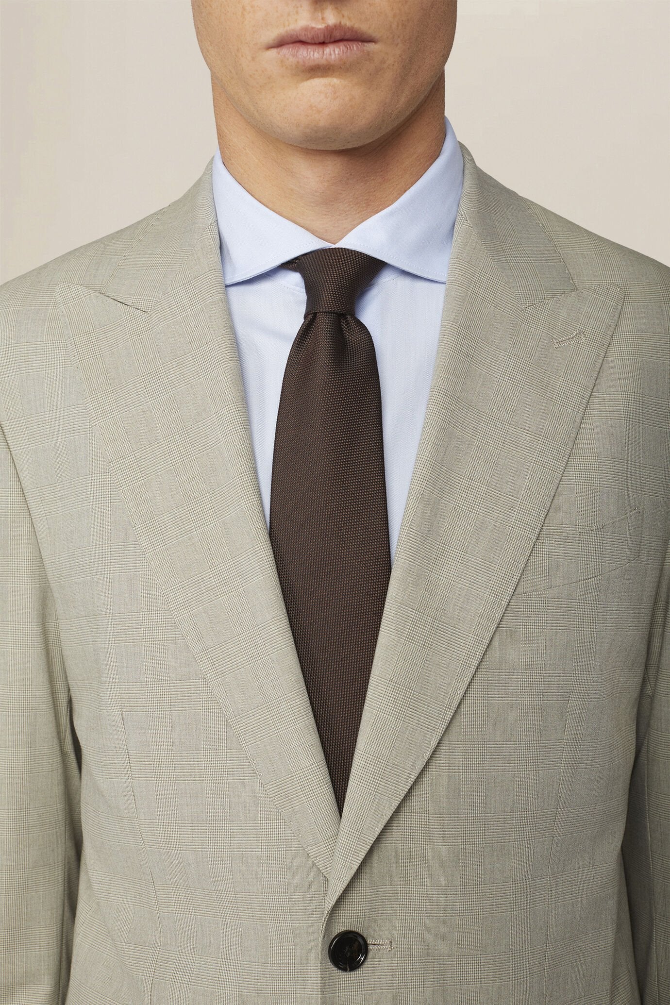 Men's single-breasted regular fit Prince of Wales check suit