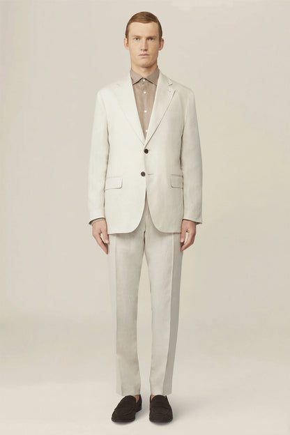 Men's single-breasted suit in 100% linen, regular fit