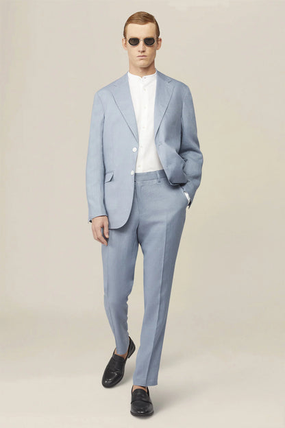 Men's single-breasted suit in 100% linen, regular fit
