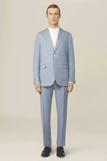 Men's single-breasted suit in 100% linen, regular fit