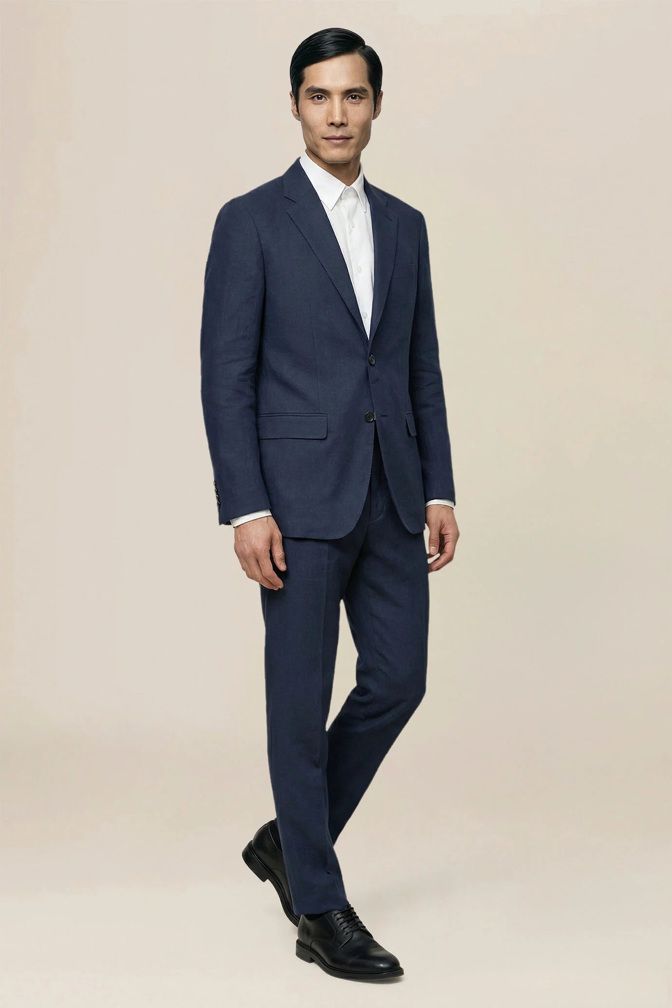 Men's single-breasted suit in 100% linen, regular fit
