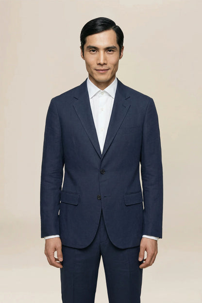 Men's single-breasted suit in 100% linen, regular fit