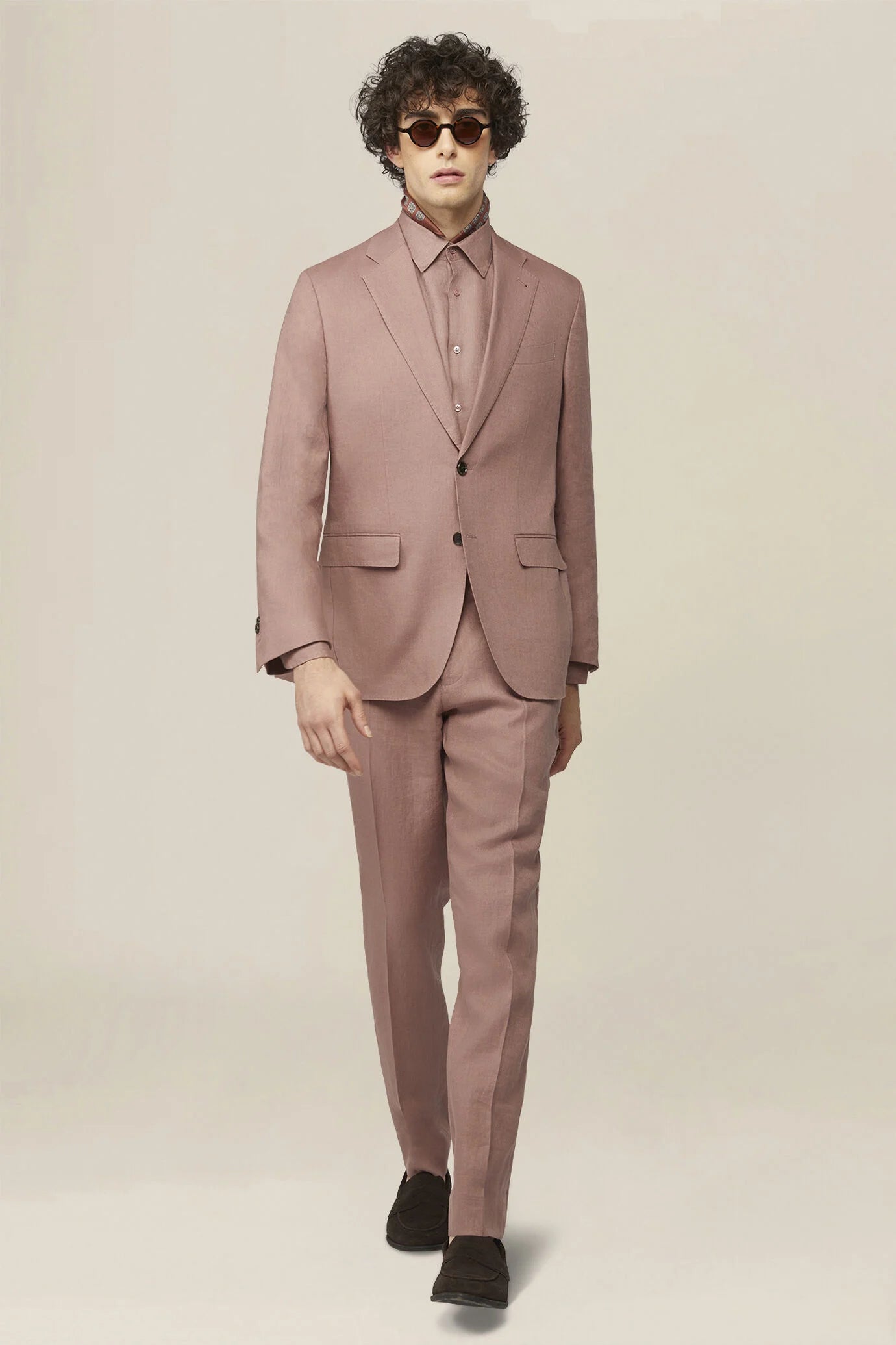 Men's single-breasted suit in 100% linen, regular fit