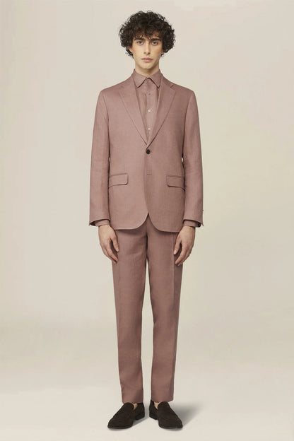 Men's single-breasted suit in 100% linen, regular fit