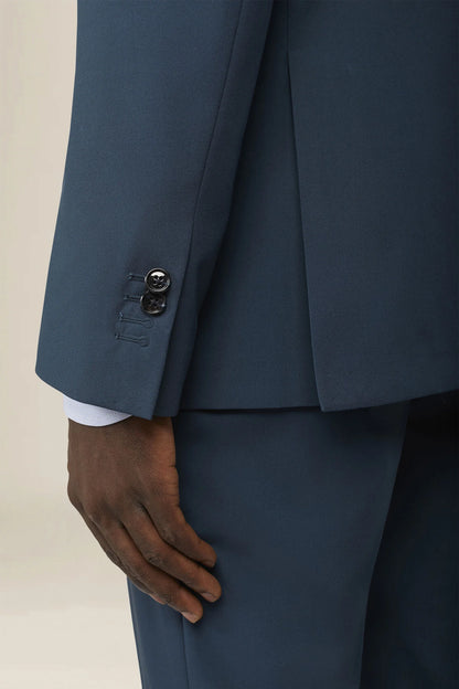 Plain men's suit with regular fit peak lapel jacket