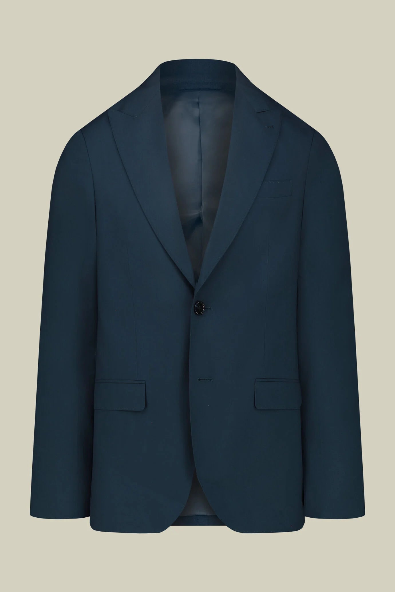 Plain men's suit with regular fit peak lapel jacket