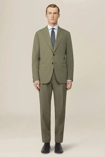 Plain men's suit with regular fit peak lapel jacket