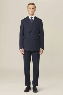 Men's double-breasted suit in plain fabric, regular fit