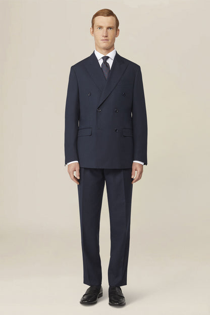 Men's double-breasted suit in plain fabric, regular fit