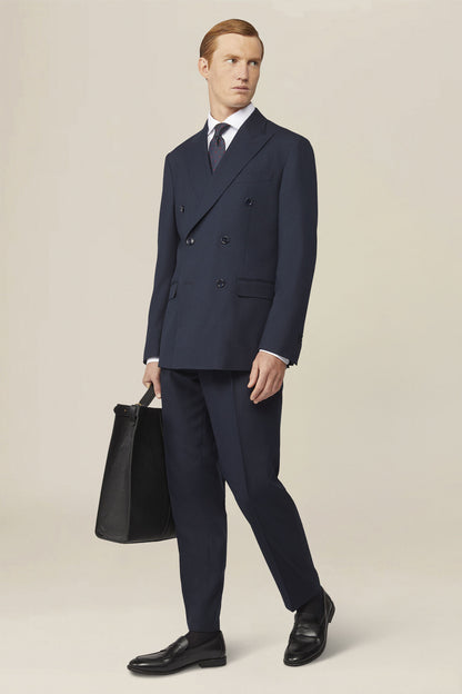 Men's double-breasted suit in plain fabric, regular fit